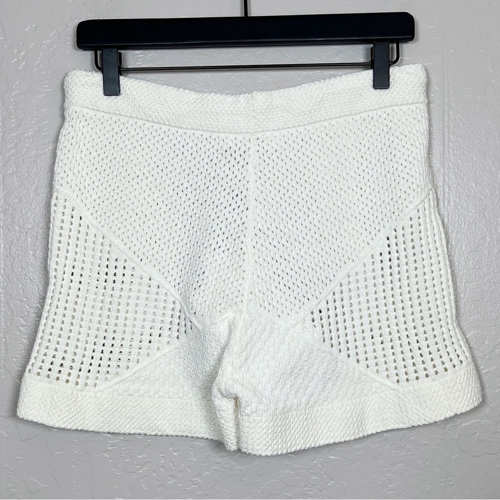 ZIMMERMANN Women’s Size 2/ US 8 White Raie Mesh Crochet-Knit Cotton Shorts - Picture 3 of 15
